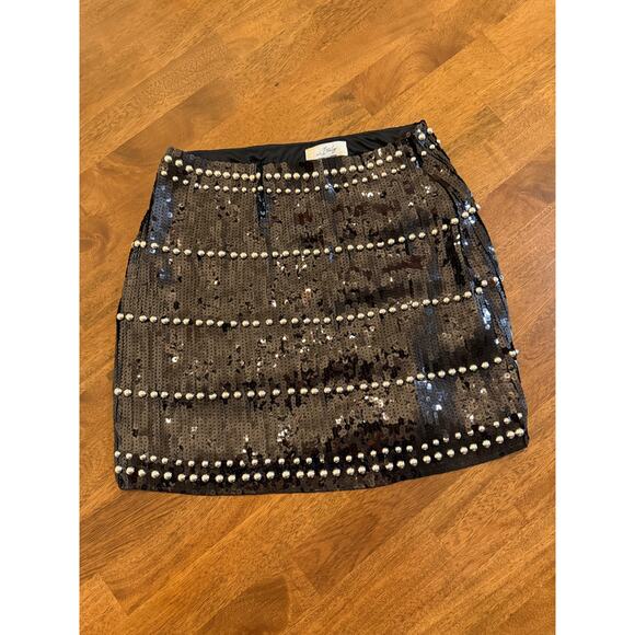 Made In Italy Studded Sequined Black Mini Skirt. - Picture 2 of 6